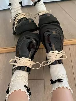 Маленькие кожаные туфли женские новые милые туфли на платформе в британском стиле с круглым носком повседневные туфли Мэри Джейн на шнуровке Chaussure Femme 35