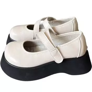 Маленькие кожаные туфли женские новые японские пряжки плоская подошва мелкий носок большая голова JK униформа одиночные туфли Мэри Джейн 35