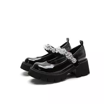 Маленькие кожаные туфли, женские весенние туфли в британском стиле, новые японские черные туфли Мэри Джейн с ледяными кристаллами на толстой подошве, одинарные туфли оптом 34 белый