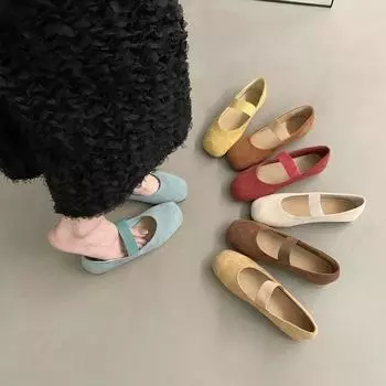 Маленькие красные туфли-лодочки в стиле ретро на плоской подошве, туфли-феи, новые летние балетки 2024 года с юбкой, туфли Мэри Джейн 35 темно-коричневого