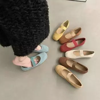 Маленькие красные туфли-лодочки в стиле ретро на плоской подошве, туфли-феи, новые летние балетки 2024 года с юбкой, туфли Мэри Джейн 35