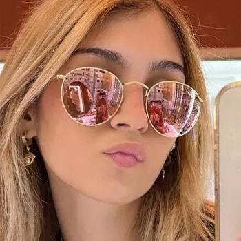 Маленькие круглые металлические поляризованные солнцезащитные очки для женщин и мужчин, ретро-модные дизайнерские солнцезащитные очки с защитой UV400 и светоотражающими линзами as shown серебряный серый