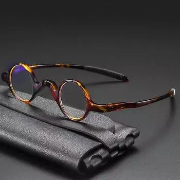 Маленькие круглые очки для чтения, мужские ретро-очки с защитой от синего света, винтажные очки для дальнозоркости, очки для пресбиопии +1 +1,5 +2,5 +3,0 +100 леопардовый