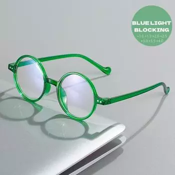 Маленькие круглые очки для чтения с защитой от синего света, сверхлегкие очки для дальнозоркости, очки для дальнозоркости, диоптрии +1,0 +1,5 +2,0 +4,0 3