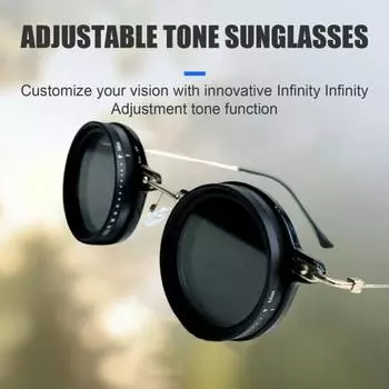 Маленькие круглые поляризованные солнцезащитные очки для мужчин и женщин, 1-9 передач, регулируемые солнцезащитные очки с линзами из нейтрального фильтра для пляжа, тенистой рыбалки, вождения A