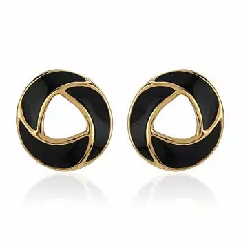 Маленькие круглые серьги-гвоздики Estele из красной латуни с золотистой эмалью для девочек и женщин