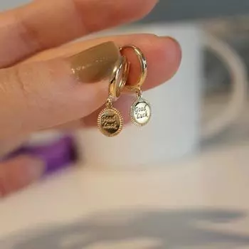 Маленькие круглые серьги-клипсы из стерлингового серебра S925, женские простые счастливые серьги 925