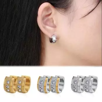 Женские сережки из нержавеющей стали с кубическим цирконием золотой