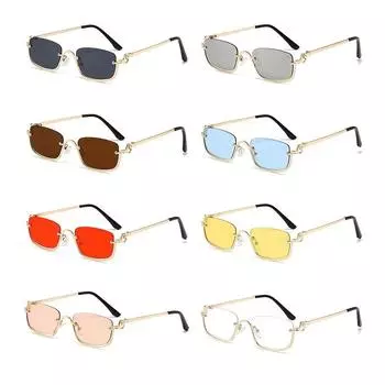 Маленькие квадратные металлические очки для женщин и мужчин, узкие полуоправы, солнцезащитные очки в винтажном стиле, защита UV400, женские солнцезащитные очки