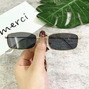 Маленькие квадратные металлические солнцезащитные очки для верховой езды, корейская версия солнцезащитных очков в стиле ретро, мужские трендовые солнцезащитные очки, сетчатые красные такие же солнцезащитные очки для женщин чёрный