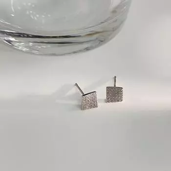 Маленькие квадратные серьги с бриллиантами, витые серьги неправильной геометрической формы, инкрустированные бриллиантовые серьги для студентов