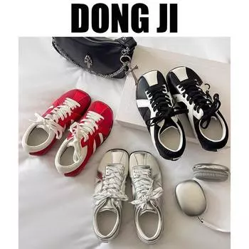 Маленькие квадратные туфли с зеброй 2025 года, весна и осень, новые спортивные и развлекательные туфли Forrest Gump, подходящие по цвету кроссовки в стиле ретро красного цвета для женщин 35 красный