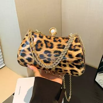 Маленькие леопардовые полумесяцы сумки-мессенджеры для женщин акриловые ПВХ чемоданы роскошные металлические сумки через плечо