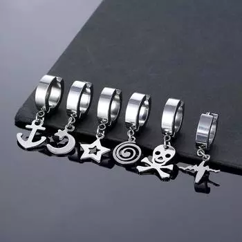 Маленькие милые серьги-клипсы с луной и якорем для мужчин и женщин без пирсинга, серьги из нержавеющей стали для уличной вечеринки, ювелирные изделия, подарки