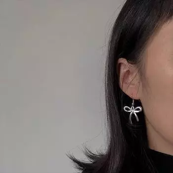 Маленькие милые серьги-крючки с бантиком для женщин и девочек, очаровательные украшения в корейском стиле