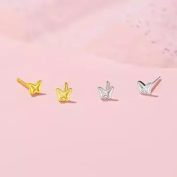 Маленькие мини-серьги-гвоздики в форме бабочки, женские простые серьги в корейском стиле