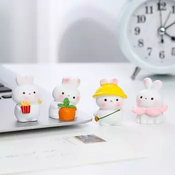 Маленькие миниатюрные фигурки животных из смолы в виде кролика, креативные, очаровательные, реалистичные, детализированные, изготовленные вручную, прочные миниатюрные украшения