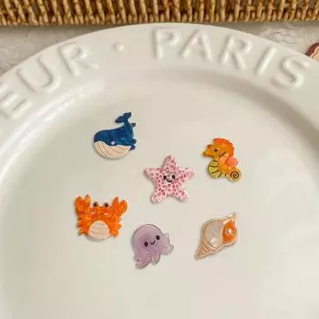 Маленькие нежные милые океанские трубочки из ацетата, заколки для волос с мультяшным китом, морским коньком, крабом, морской звездой, заколка для волос с боковой челкой для девочек