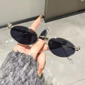 Маленькие овальные солнцезащитные очки в стиле ретро, винтажные оттенки, модные ювелирные изделия со стразами и кристаллами, солнцезащитные очки в оправе для глаз, роскошные женские металлические очки
