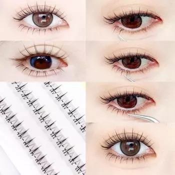 Маленькие пламенные нижние ресницы, один кластер, прозрачные терьерские пшеничные уши, сегментированные накладные ресницы в стиле комиксов