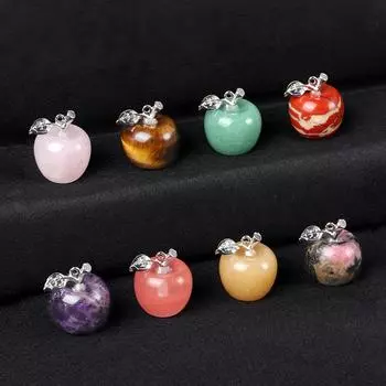 Маленькие подвески в форме яблока из натурального камня, 1 шт., рейки, целебный кристалл, розовый кварц, опал, аметист, агат, драгоценный камень, подвески для ювелирных изделий своими руками 16x20 мм 16x20mm