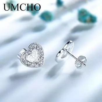 Маленькие полые серьги-гвоздики из стерлингового серебра 925 пробы в форме сердца, серьги в форме сердца из циркония для женщин платиновый