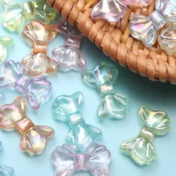 Маленькие прозрачные бусины с бантом из декоративного материала AB, креативные блестящие 60pcs