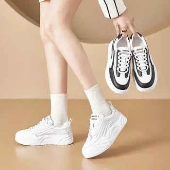 Маленькие размеры кожаные белые туфли женские весенние новые толстые подошвы увеличивающие рост дышащие женские туфли из натуральной кожи спортивные повседневные туфли Borad 32