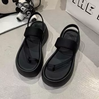 Маленькие сандалии-маффины женские 2025 лето новые танкетка уличные шлепанцы повседневные отпуск платформа сандалии с открытым носком 35