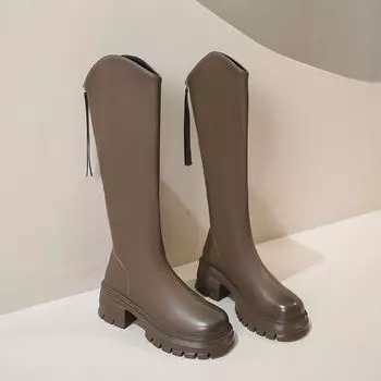 Маленькие сапоги на толстой подошве для женщин, новые модели осени 2025 года, но высокие сапоги-рыцари, сапоги для женщин, осенние и зимние сапоги 35