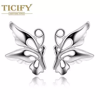 Маленькие серьги-бабочки Симпатичные простые модные серьги белый