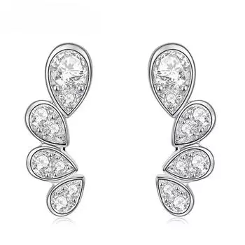 Маленькие серьги-гвоздики с муассанитом и бриллиантом водной огранки, стерлинговое серебро 925 пробы, обручальные свадебные серьги для женщин