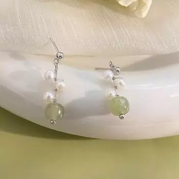 Маленькие серьги Hetian Jade Sweet Temperament Pearl Girl, универсальные и элегантные серьги