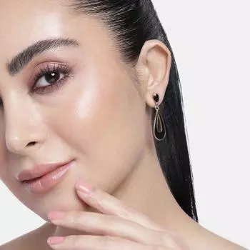 Маленькие серьги-капли с черной эмалью