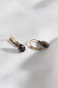 Маленькие серьги-капли с фиолетовым камнем, оригинальные серьги