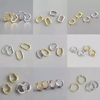 Маленькие серьги-кольца из серебра 925 пробы в стиле французского панка в стиле хип-хоп с геометрическим рисунком для женщин, золотые, серебряные вечерние ювелирные аксессуары