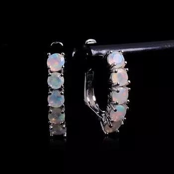 Маленькие серьги круглые 3 мм, натуральный опал, разноцветные драгоценные камни, милый классический простой дизайн, изысканные украшения для женщин и девочек, хороший подарок белый