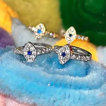Маленькие серьги-пряжки Devil s Eye женские легкие роскошные ретро серьги с синим цирконием Tide серьги темперамент ниш