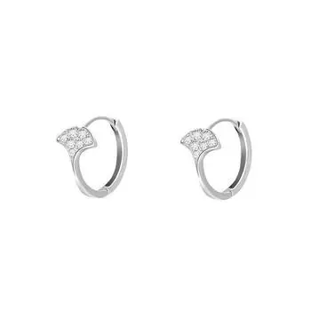 Маленькие серьги-пряжки из циркония и гинкго билоба для поездок на работу, женственные серьги-гвоздики в форме веера в форме листа феи Copper