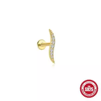 Маленькие серьги-пусеты из стерлингового серебра 925 пробы в виде золотого боба с бирюзой, 18G, с плоской головкой, без резьбы, для пирсинга хряща, плоские пуссеты для ушной раковины