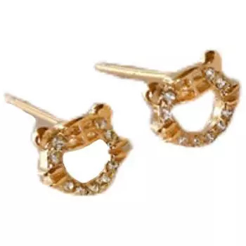 Маленькие серьги тигра Женский натальный год зодиака тигр Милые серьги тигра с бриллиантами Тигр Тигр Жизненная сила серьги Темперамент Простые золотой