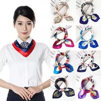 Маленькие шарфы Шарфы Печатные шарфы Аксессуары для одежды Аксессуары Шелковый шарф Стюардесса Атласный шелковый шарф Печатный шарф Аксессуары 14