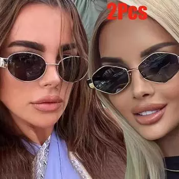 Маленькие шестиугольные панк-солнцезащитные очки для мужчин и женщин, модные панк-солнцезащитные очки с металлической оправой, многоугольные солнцезащитные очки