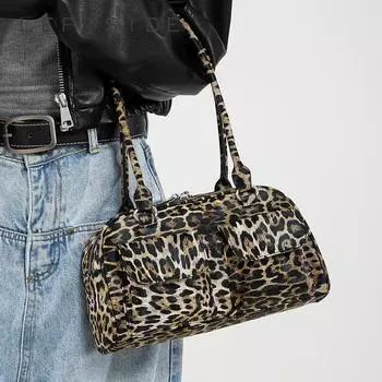 Маленькие сумки через плечо из искусственной кожи с двойными карманами и леопардовым принтом для женщин 2024 года, новая тенденция зимы, модные сумки-тоут 2020 года коричневый