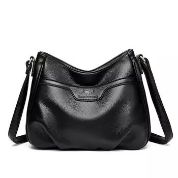 Маленькие сумки через плечо из однотонной мягкой кожи для женщин, модная простая сумка через плечо 2023, дизайнерская повседневная сумка на плечо Sac A Main чёрный