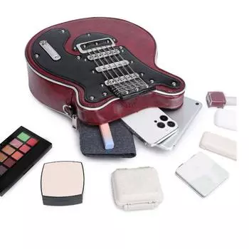 Маленькие сумки через плечо, креативная сумка в форме гитары, сумка через плечо на молнии, сумка из искусственной кожи для девочек и женщин, регулируемый плечевой ремень вино красного