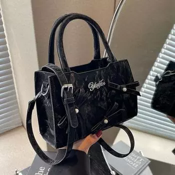 Маленькие сумки через плечо с бантом и короткой ручкой для женщин, корейская мода, кожаные сумки через плечо, женские сумки и кошельки