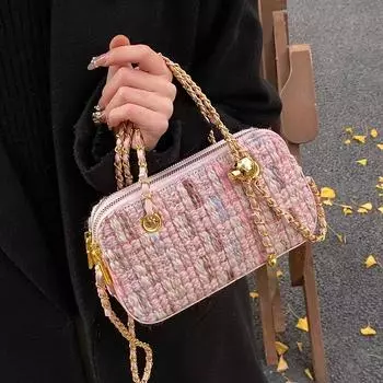 Маленькие сумки через плечо с цепочкой, женская сумка через плечо для женщин 2024 года, зимняя новая роскошная дизайнерская мода, ретро-сумки Y2K розовый