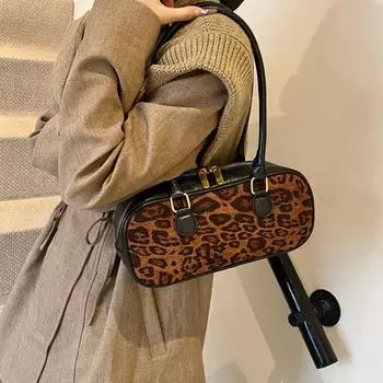 Маленькие сумки-тоуты из леопардовой кожи для женщин, новые винтажные тенденции осени и зимы, корейские модные роскошные сумки