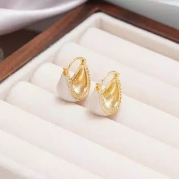 Маленькие, свежие и милые, слегка инкрустированные циркониевые серьги-капельки, модные ретро-серьги высокого класса, нишевый дизайн, застежка для ушей для женщин 14k белый